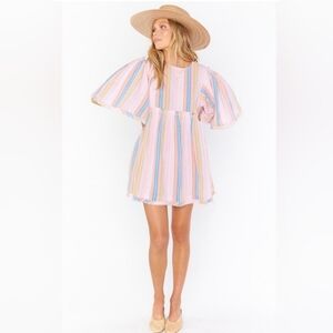Show me your MUMU Brooks Babydoll Mini Dress In Paradise Stripe NWOT Xs Xsmall